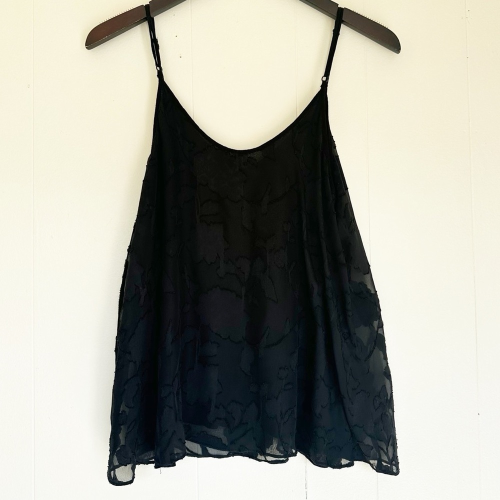 GENTLE FAWN Black Sheer Floral Pattern Overlay Camisole Small - Picture 4 of 8